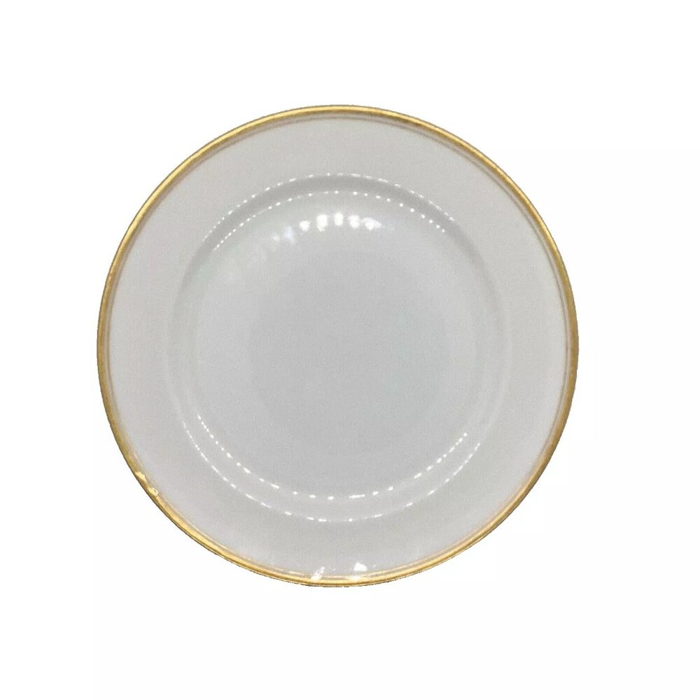 Haviland Limoges France Salad Plate Coupe H1415 White/Gold Trim & Inner Ring